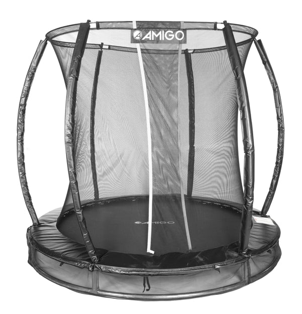 AMIGO inground trampoline Deluxe met veiligheidsnet 244 cm zwart - Outdoor ontspanning